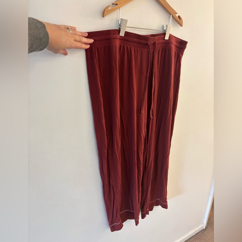 Knix Modal Super Soft Stretchy Pajama Pants, Burgundy/Maroon with white, Size L